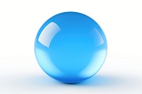 Blue sphere transparent glass white background simplicity gemstone.