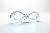 Infinity symbol transparent glass white white background accessories.