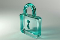 Lock transparent glass protection turquoise cosmetics.