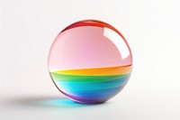 Rainbow sphere transparent glass white background lightweight refraction.