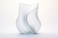 Wavy transparent glass white vase white background.