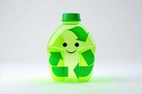 3d rendering cute recycle icon green plastic bottle.