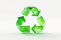 3d rendering cute recycle icon green grass white background.