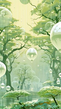  Water drops Green wallpaper green tree. AI generated Image by rawpixel.