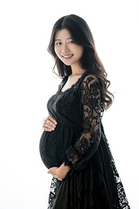 Pregnant asian woman portrait smiling sleeve.