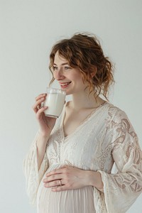 Pregnant british woman portrait drink drinking.