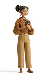 A girl using phone figurine cartoon adult.