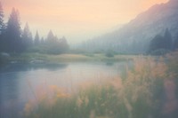  Dreamy peacful mist lake background landscape outdoors nature. AI generated Image by rawpixel.