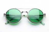 Fashionable sunglasses fashion green white background.