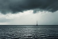 Sea and storm sailboat outdoors horizon. AI generated Image by rawpixel.