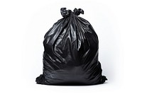 Black garbage bag plastic white background recycling.