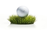 Golf ball sports grass white background.