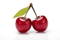 Two cherries cherry fruit plant. AI generated Image by rawpixel.