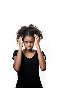 Young black girl portrait worried photo. AI generated Image by rawpixel.