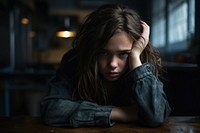 Young british girl portrait worried photo. AI generated Image by rawpixel.