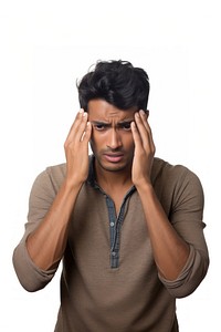 Young indian man portrait worried adult. AI generated Image by rawpixel.