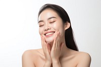 Young korean woman skin portrait smiling.