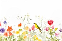 Spring flowers with birds backgrounds painting outdoors.