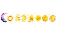 Sun astrology icons sunflower outdoors white background.