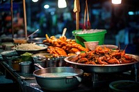 Local Thai market food seafood meal.