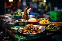 Local Thai market food plate street food.