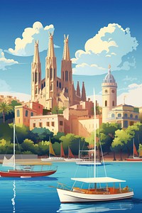 Spain architecture sailboat building. AI generated Image by rawpixel.