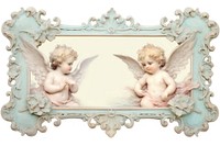 Angels frame white background representation. 