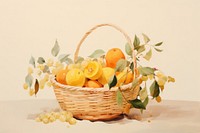 PNG Fruit in a basket plant food clementine. AI generated Image by rawpixel.