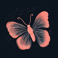 Chalk style butterfly animal insect black background.