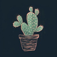Chalk style cactus plant creativity flowerpot.