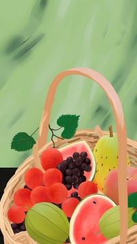  Summer fruits in basket plant food strawberry. AI generated Image by rawpixel.