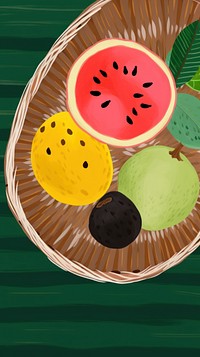  Summer fruits in basket melon plant food. AI generated Image by rawpixel.