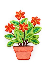 Potted plant embroidery flower craft. AI generated Image by rawpixel.
