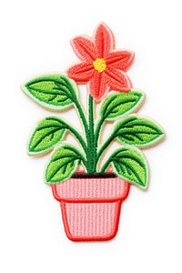 Potted plant embroidery pattern flower. AI generated Image by rawpixel.