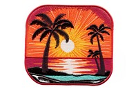 Sunset embroidery art red. AI generated Image by rawpixel.