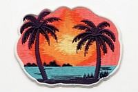 Sunset embroidery pattern plant. AI generated Image by rawpixel.