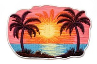 Sunset embroidery pattern art. AI generated Image by rawpixel.