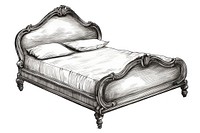 Vintage bed drawing sketch furniture.