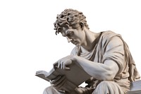 Greek sculpture reading statue art representation.