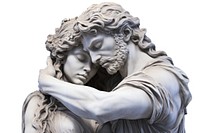 Greek sculptures hugging statue art representation.