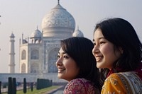 Taj mahal smiling adult woman.