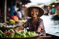  Malaysian market adult smile. AI generated Image by rawpixel.