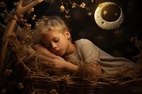 A sleeping kid portrait nature child.