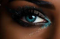 Woman applying cosmetics eye perfection.