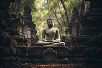 Buddha statue temple representation spirituality. AI generated Image by rawpixel.