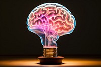 Electric brain light lightbulb illuminated. AI generated Image by rawpixel.