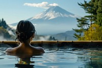 Fuji mountain outdoors swimming nature.