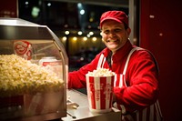 Popcorn seller adult food restaurant. AI generated Image by rawpixel.