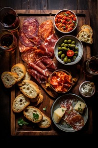 Spanish Tapas Platter bread plate food. AI generated Image by rawpixel.