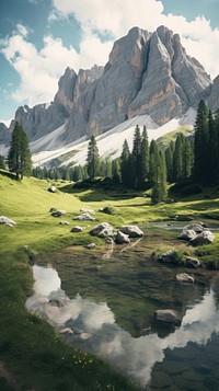 Summer mountain wilderness landscape. AI generated Image by rawpixel.